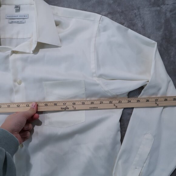 Geoffrey Beene Button Down Mens White Regular Fit Shirt Cotton Blend Neck 16 - Picture 8 of 11